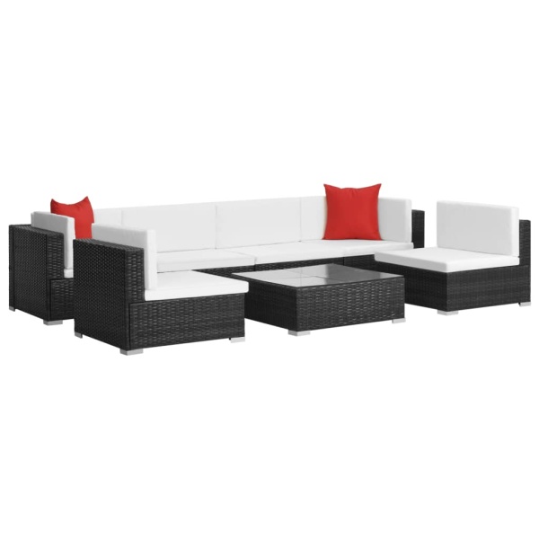 Set Mobilier De Grădină Cu Perne 7 Piese Negru Poliratan 44599